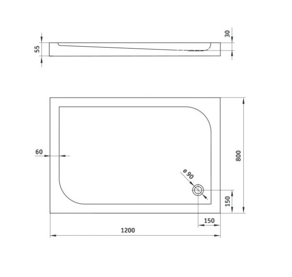 KTK 043B Dušas paliktnis Cubic specifikācija