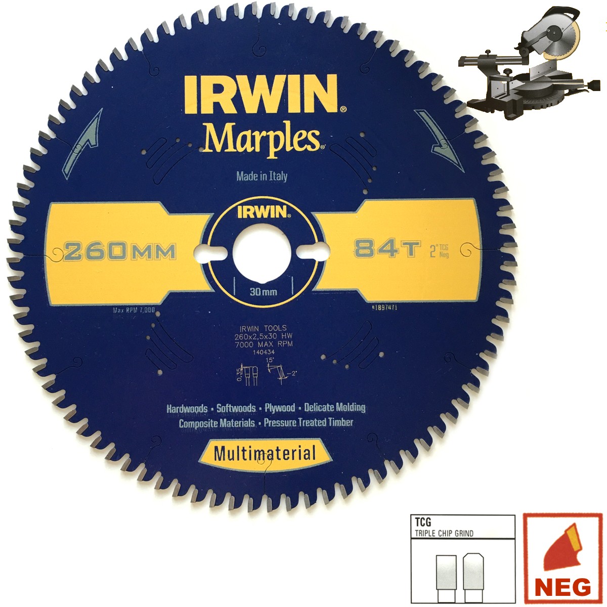 M.Univer.s. Ripzāģis 250x30Px84T 2,5mm TCG/N
