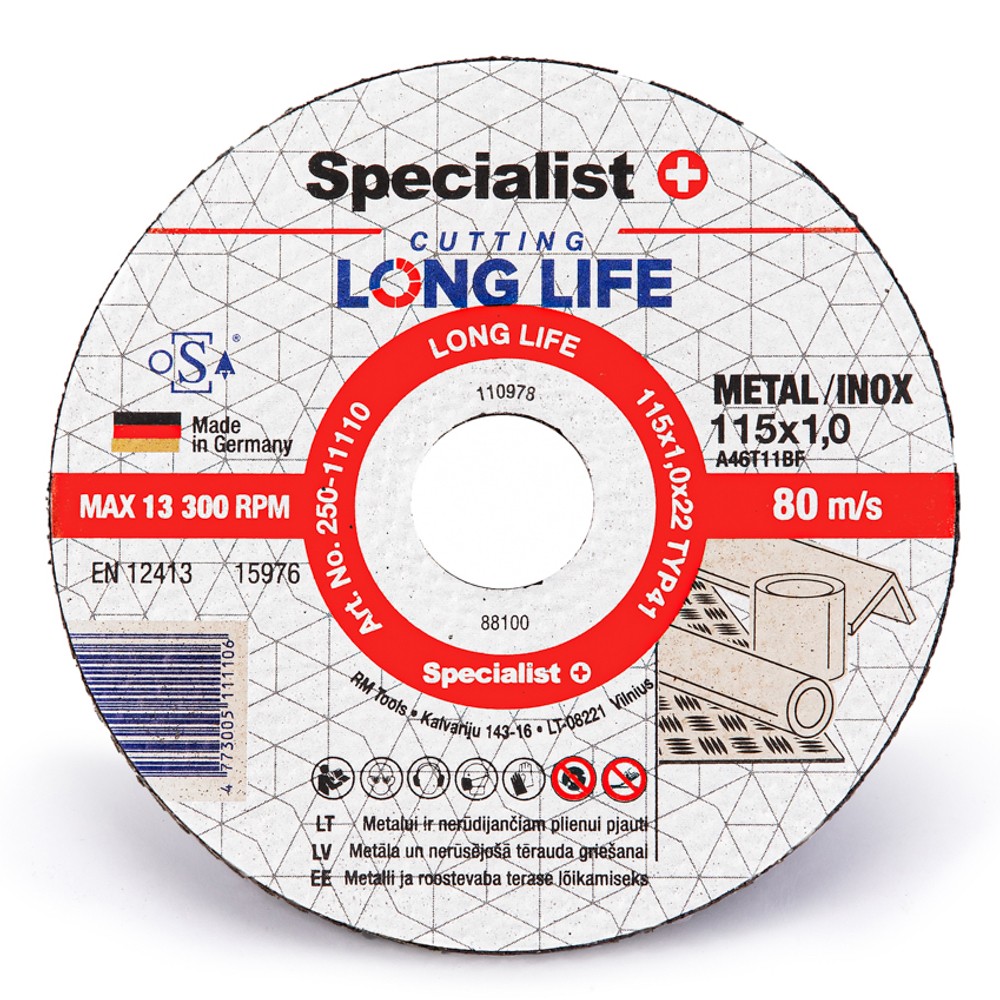 Disks metālam LongLife 115x1x22