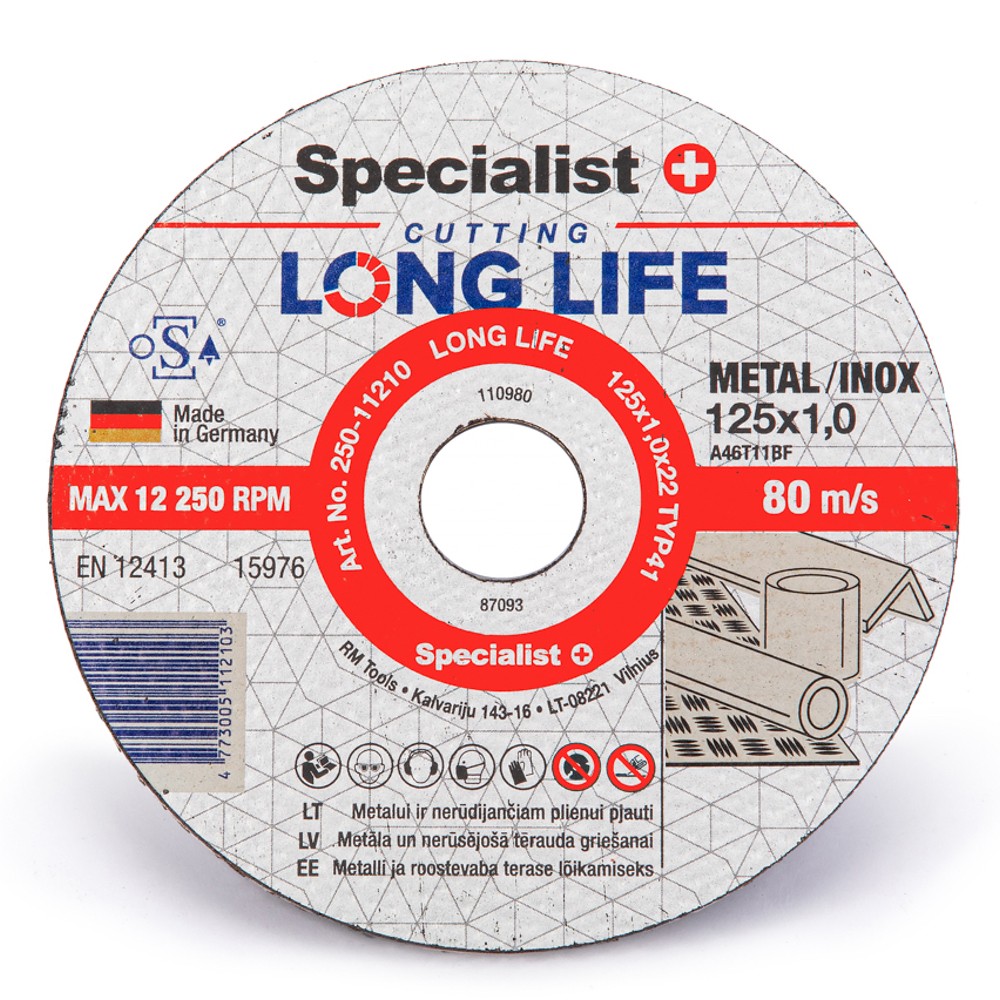 Disks metālam LongLife 125x1x22
