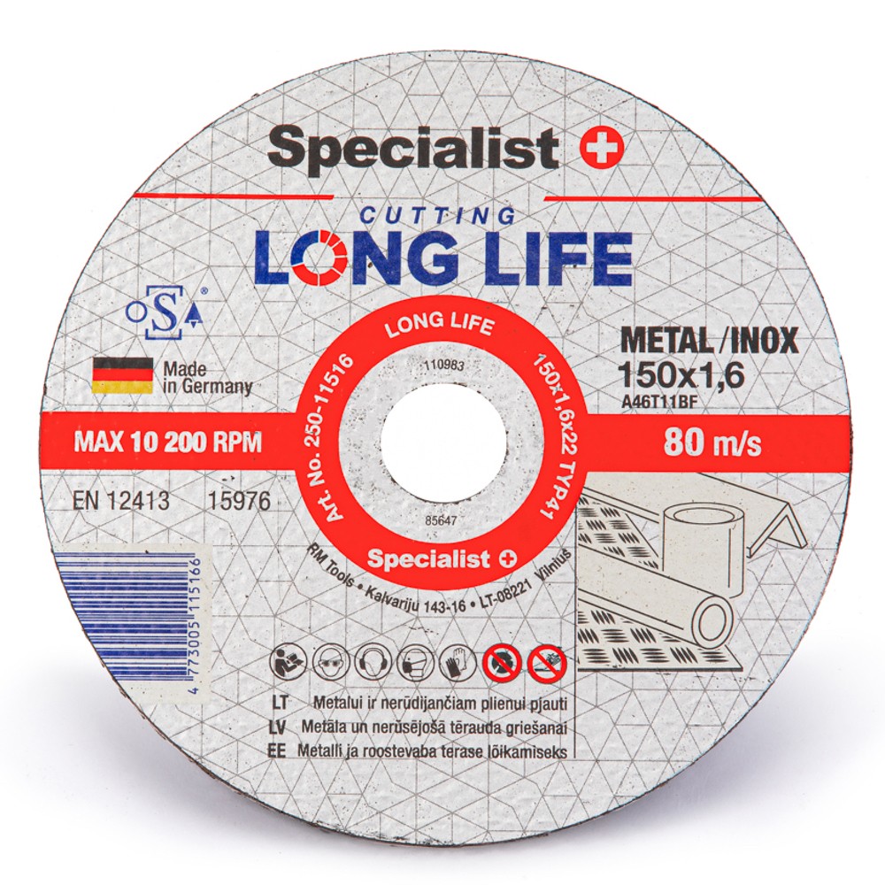 Disks metālam LongLife 150x1,6x22