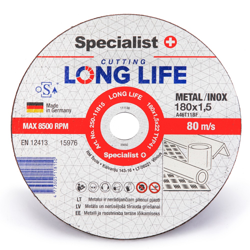 Disks metālam LongLife 180x1,5x22