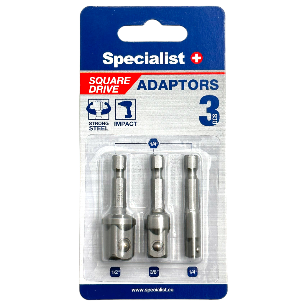 1/4", 3/8", 1/2" Adapteris